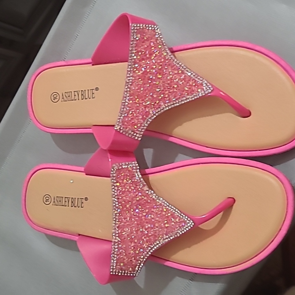 Pink girly flip flops